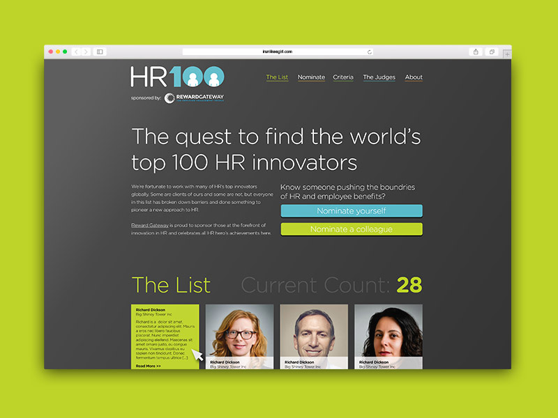 Reward Gateway HR100 Site Homepage