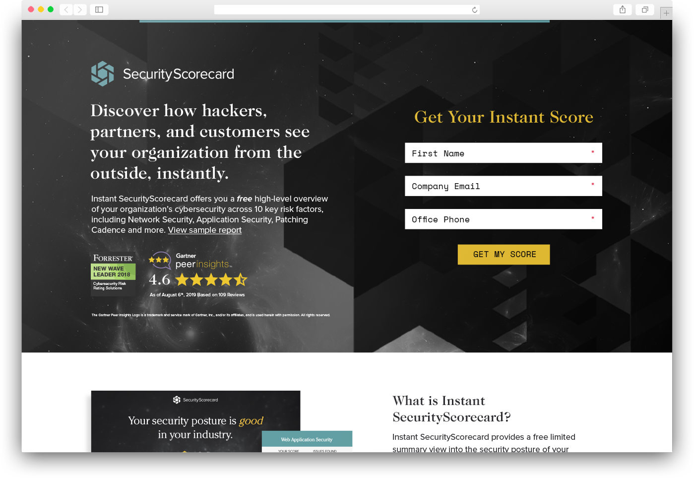 SecurityScorecard Free Tool Landing Page